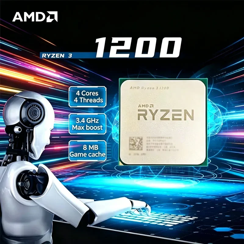 

AMD Ryzen 3 1200 AMD R3 1200 CPU 4-Core 4-Thread 3.4 GHz Unlocked Desktop Processor Socket AM4 Gaming CPU Without Package