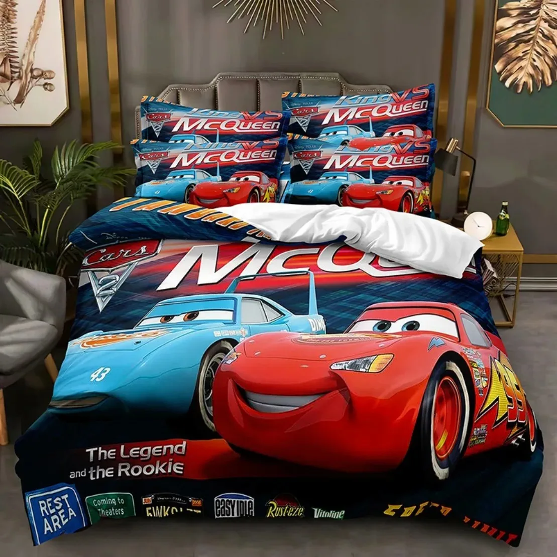 Disney Lightning McQueen Bedding Sets Cartoon Cars Duvet Cover for Children Boys Girls Birthday Gift