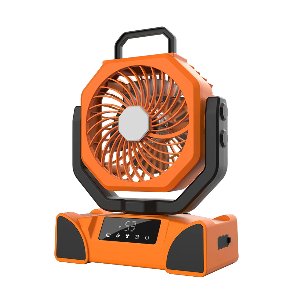 

Solar Portable Camping Fan Digital Display with LED Light Cordless Personal Fan 3 Wind Speeds IPX4 Waterproof for Power Outages