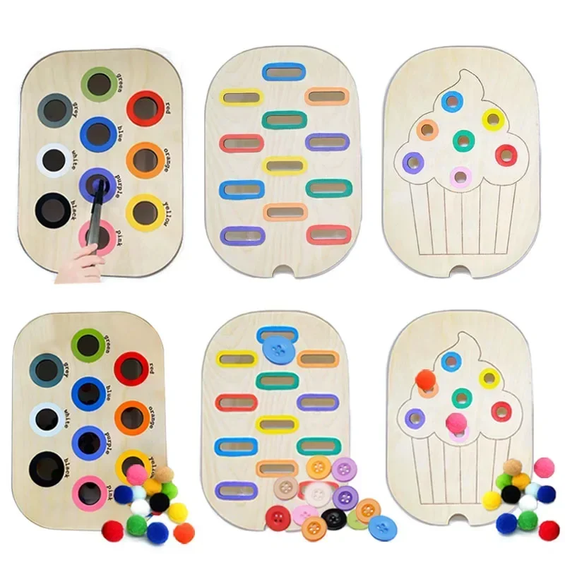 Vassoio sensoriale per bambini tavolo colore Hairball gioco piastrelle di legno Montessori giocattoli per la prima educazione giocattoli per bambini accessori educativi