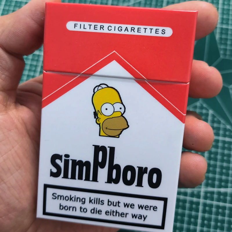 Simpsons Cigarette Case Portable Smoking Cigarette Box Anime Tobacco Holder Cigarettes Pack Cover Storage Box Accessories Gifts