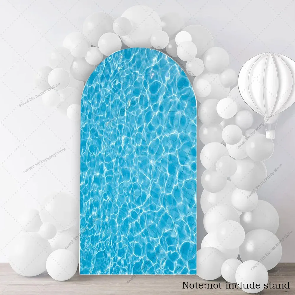 خلفية قوس لحفلات حمام السباحة الصيفية للأطفال وحفلات استحمام الطفل وغطاء خلفية لحفلات أعياد الميلاد وحفلات السباحة
