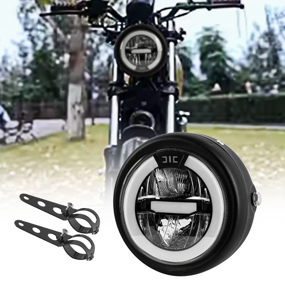 Faro LED Universal para motocicleta Cafe Racer de 6,5 pulgadas, faro delantero de distancia, reinstalación de faro de motocicleta Cafe Racer