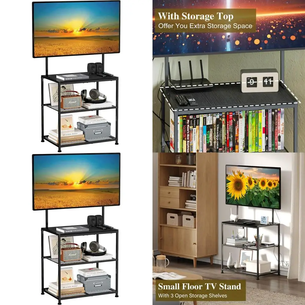 

Compact 23-50 Inch TV Stand with Storage Shelves for Living Room or Bedroom, Ideal for Small Spaces