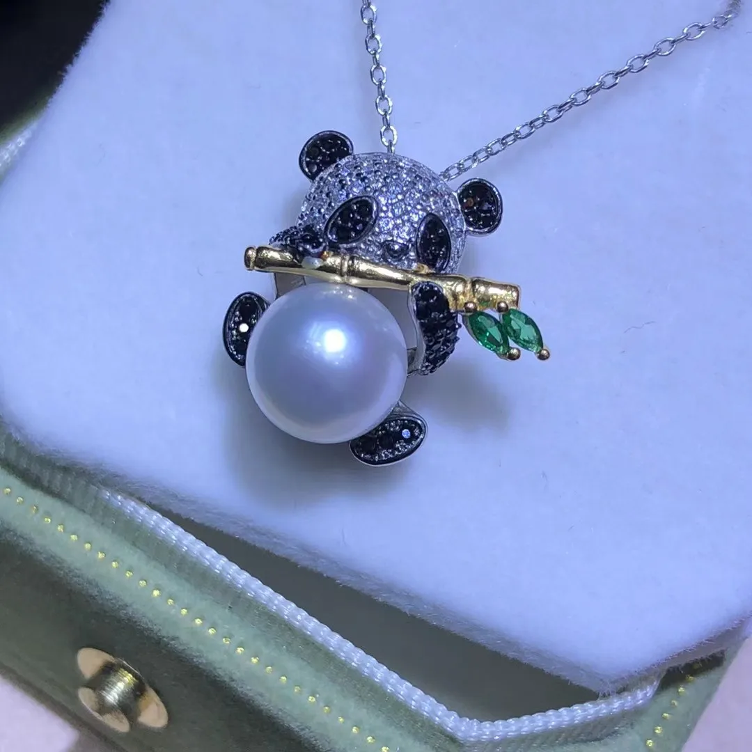 Wholesale Panda S925 Sterling Silver Pendant Mount Base Mountings Findings Parts Fittings Accessories for 8-9mm Pearls 5pcs/lot