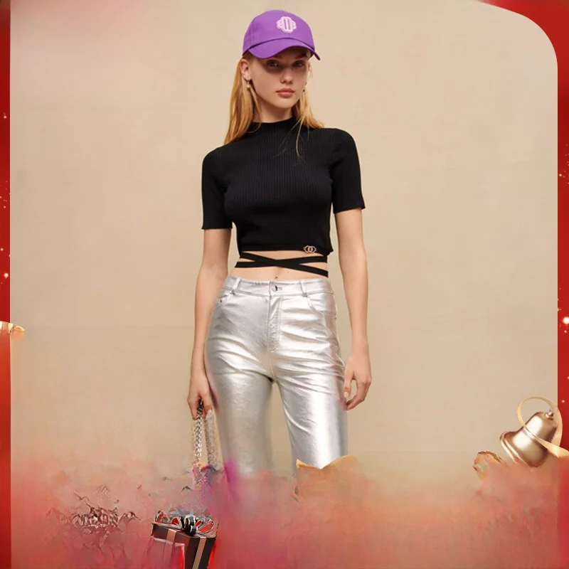 

Сексуальный вязаный топ с перекрестными поясами, модный пуловер ort Sve Busin Casual Sle Pure Color OL Sle, круглый пуловер Ne