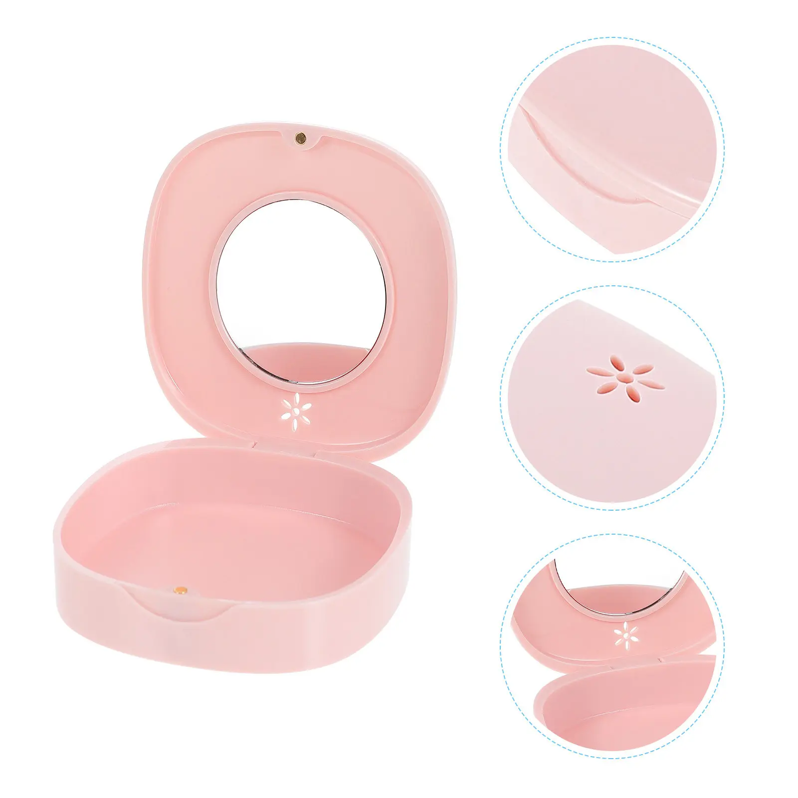 

Portable Retainer Storage Box Compact Waterproof Denture Case Cartoon Design with Mirror Travel Orthodontic Invisible Brace