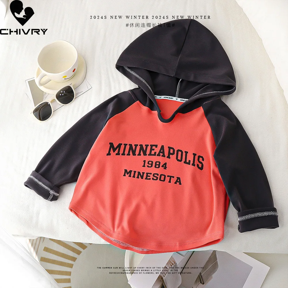 

Kids Casual Letter Print Long Sleeve Hooded T-shirt Tops Children's Boys Girls Autumn Pullover Hoodies Sweatshirt