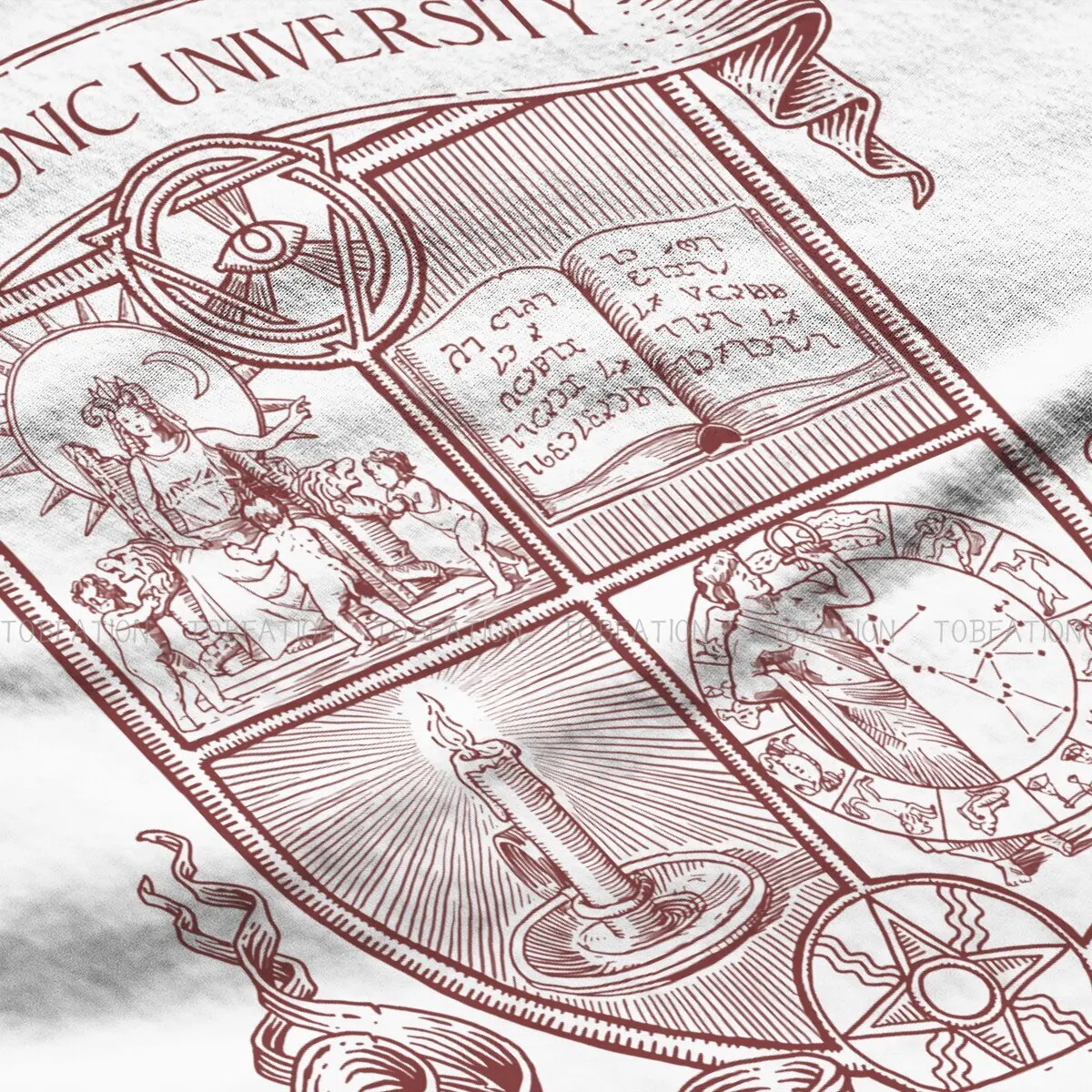 Call Of Cthulhu Miskatonic University Coat of Arms Round Collar TShirt Pluto Planet Pure Cotton T Shirt Men Tops Oversized