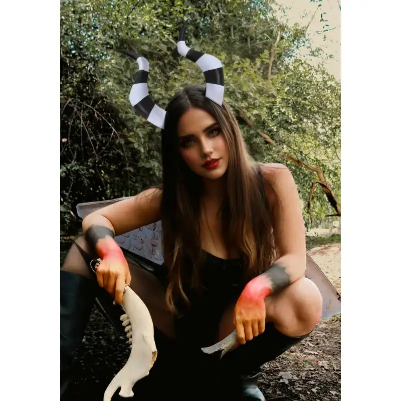 DAZCOS Moxxie Cosplay Hoorns met Clips Duivel Hoofdband Anime Kostuum Accessoires voor Halloween