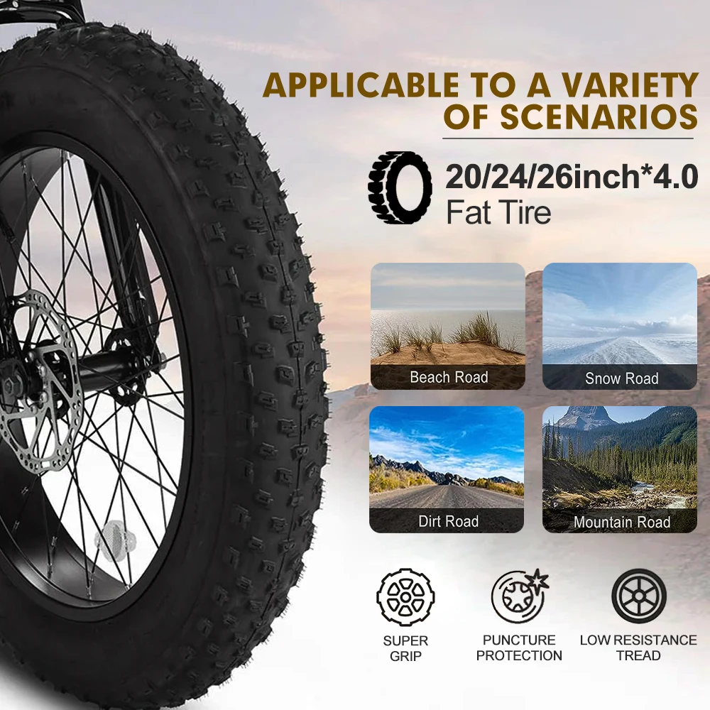 Fatbike 72V3000W Snow Electric Bicycle Conversion Kit 4.0 20β24β26βTire Wheel Hub Motor Rear Dropout 170mm/190mm
