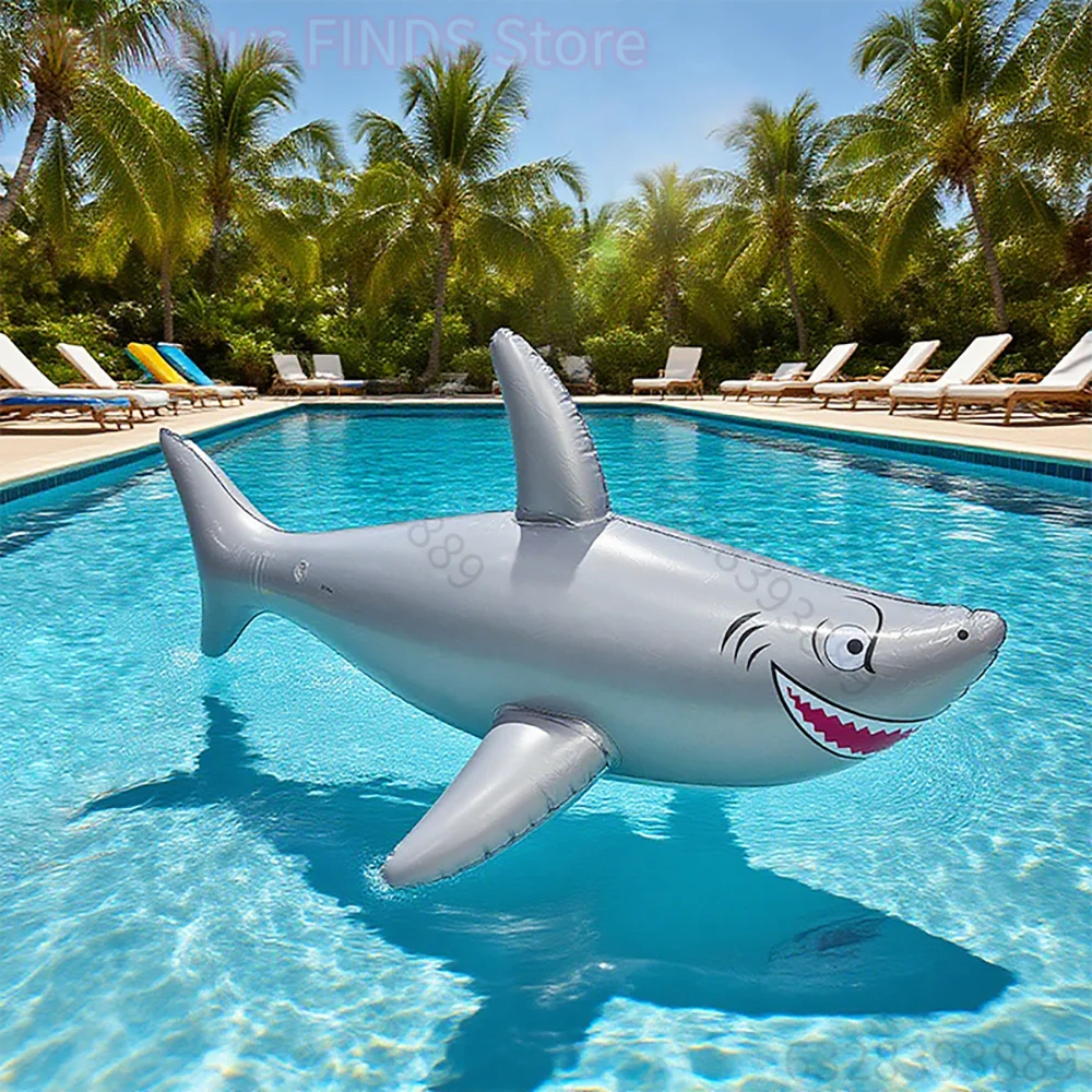 3 neue PVC-aufblasbare graue Hai-Poolparty-Wassertier-Spielzeuge, Cosplay-Bühnenrequisiten, Meereslebewesen-Modelle
