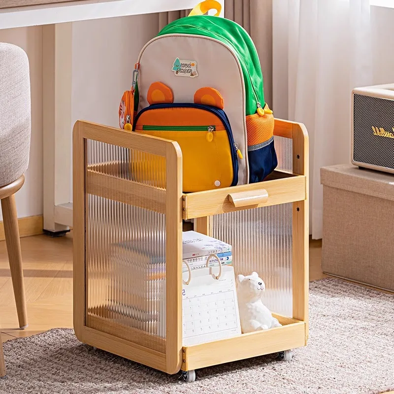 Household Floor-Standing Storage Rack Backpack Rack Movable Trolley Book Organizer Suitable for Home and Office Storage