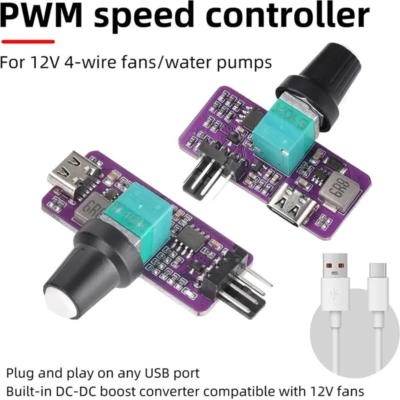 A96T PWM Speed Controller 4 Pin Mini B3 Fan Controller Wind Speed Regulation Switch Module Regulator Opposite Side