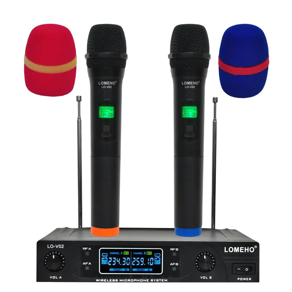 

LOMEHO Dual Channel Karaoke Microphone Dynamic VHF Handheld Family Party Wireless Mic Church Wedding Home Singing LO-V02