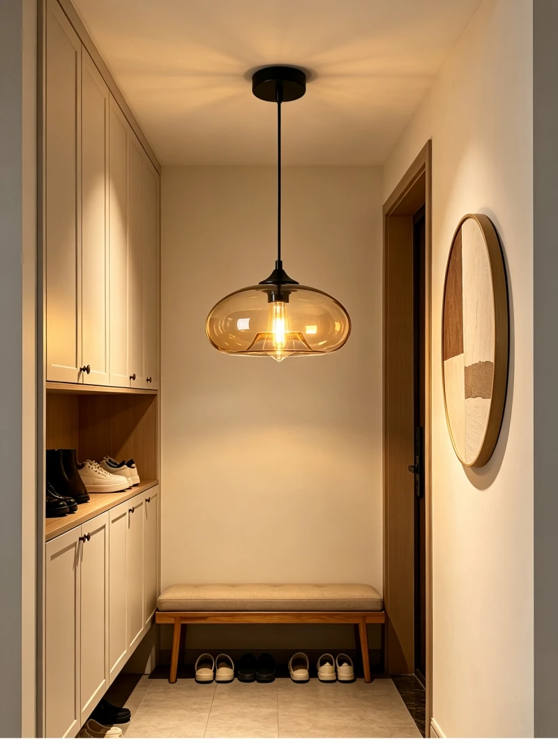 Minimalist LED Glass Hanging Light Nordic Creative Circular Pendant Light Cafe Kitchen Island Living Room Decor Pendant Lamp