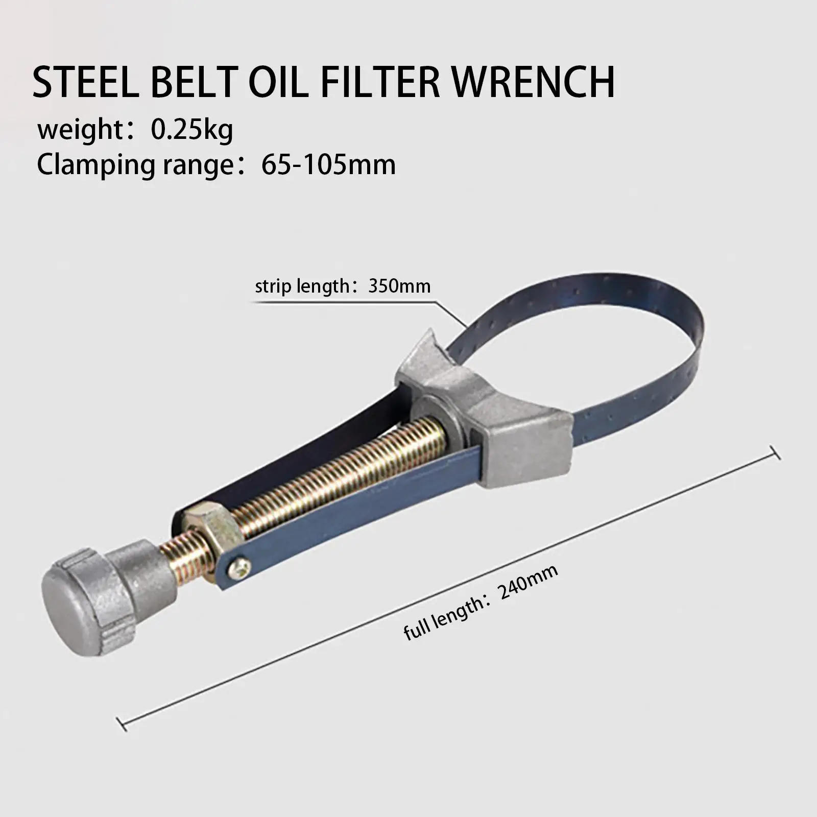 Filter Strap Wrench Adjustable Oil Filter Removal Tool Ultra Thin Car Wrench for Tight Spaces 60 to 110 Mm