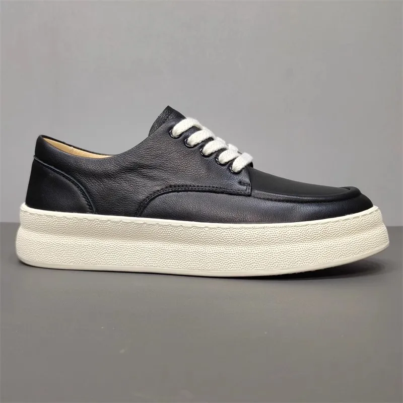 

Легкие дышащие мужские повседневные кроссовки из натуральной кожи, однотонные белые, удобные универсальные кеды для отдыха