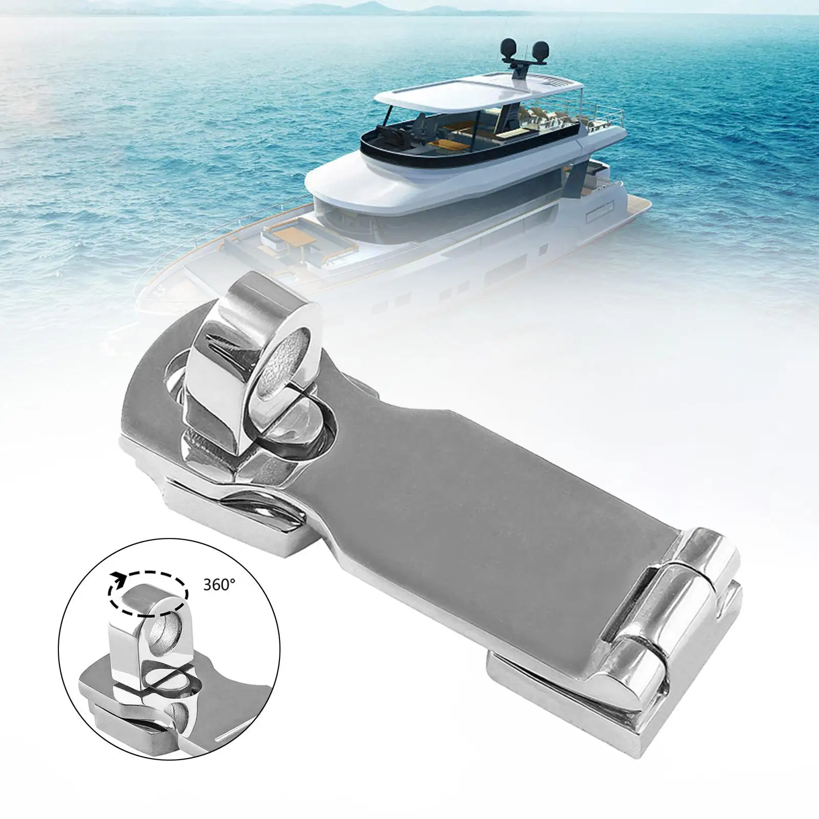 Heavy Duty Door Hasp with Turning Padlock Eye Mount Hardware Swivel Staple Safe Hasp for Deck Cabinets Cabin Doors Yachts