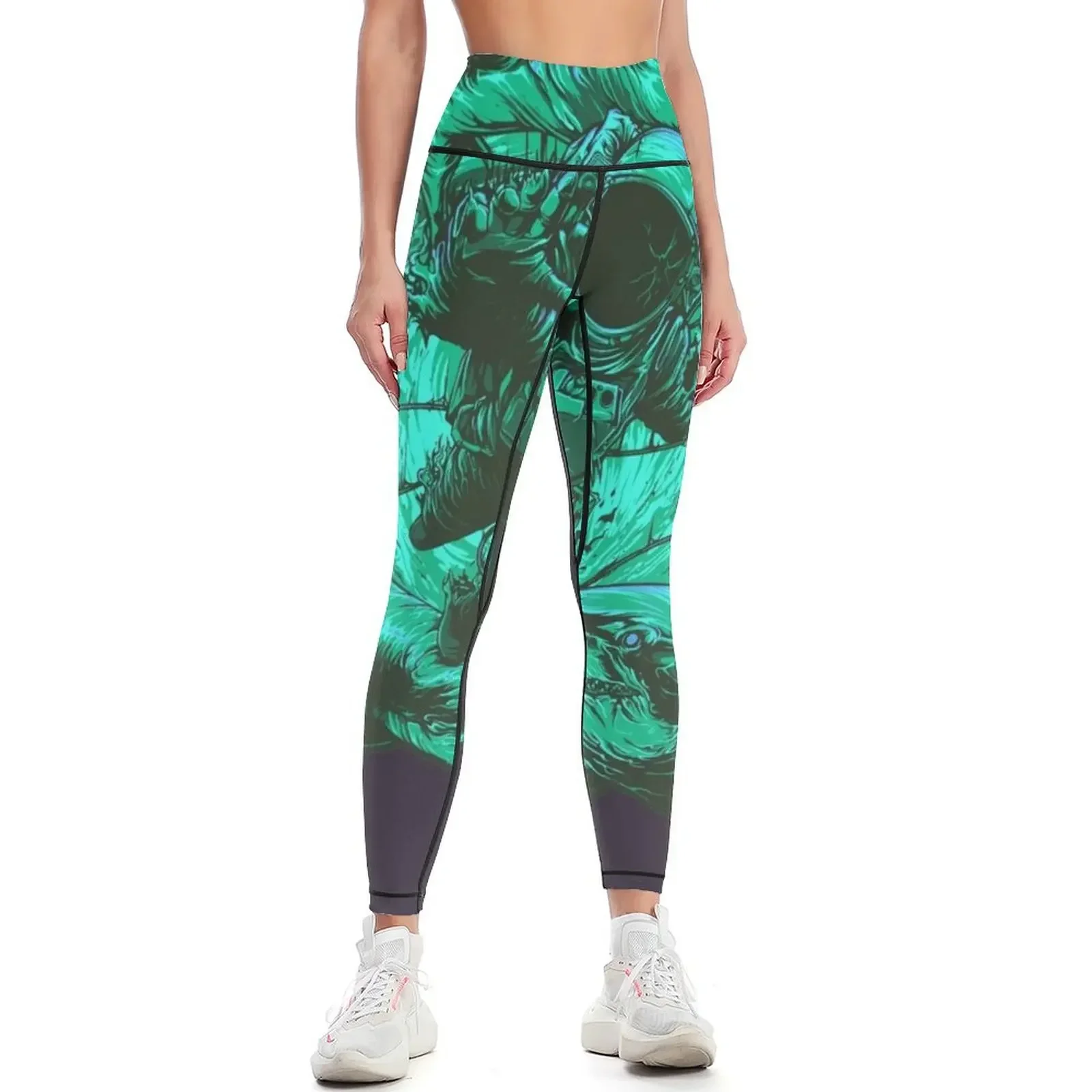 

Astronaut & Sharks Leggings Women's gym Leginsy push up legging gym sport legging Womens Leggings
