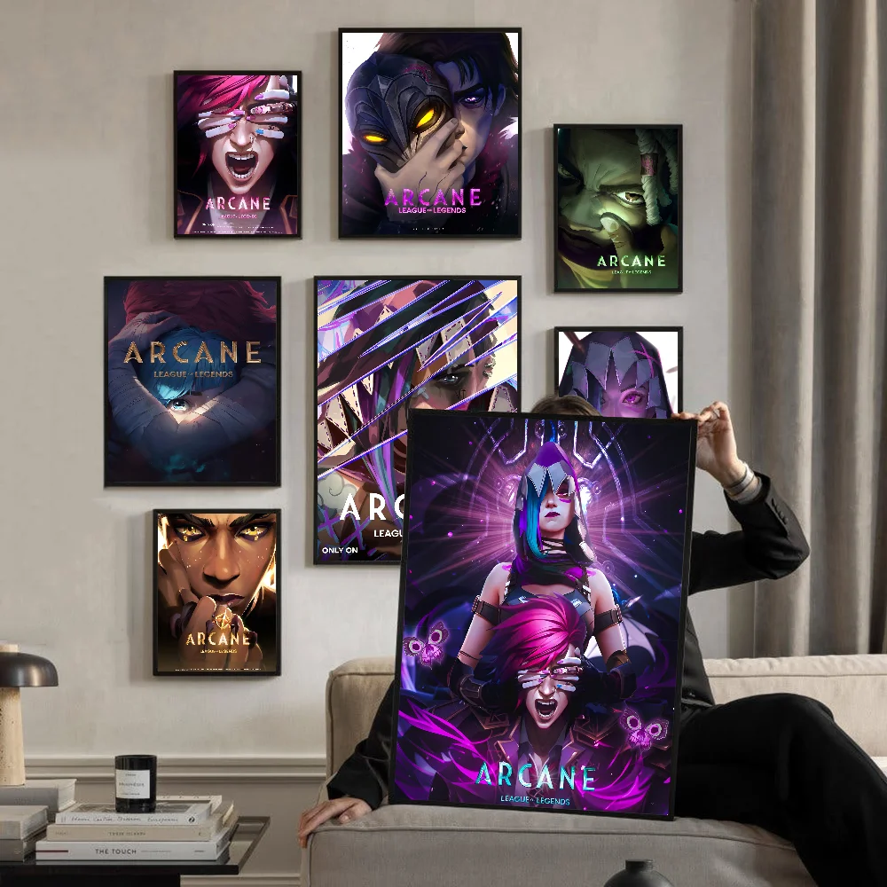 Cartoon A-Arcane Season 2 Vi J-Jinx Self-adhesive Art Poster Whitepaper Prints Posters Artwork Home Decor