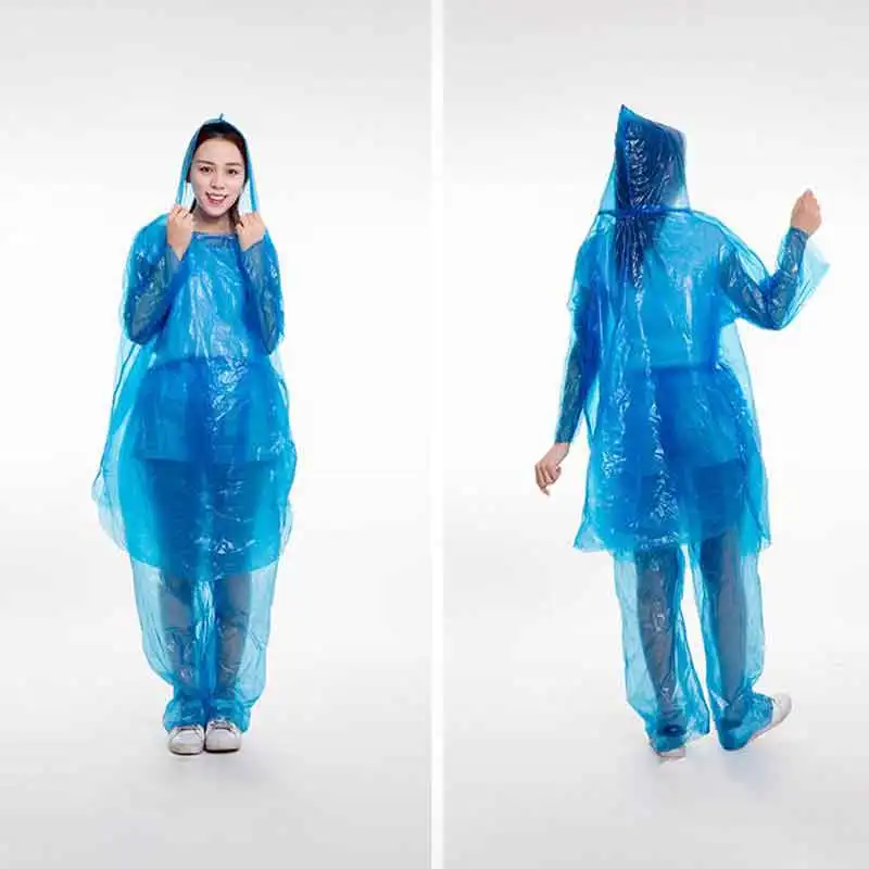 Disposable Raincoat Adult Emergency Waterproof Hood Poncho Travel Hiking Camping Rain Coat Unisex Rainwear Camping Rain Coat