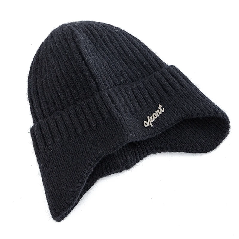 New Unisex Winter Hat Fashion Plain Knitted Hats For Men & Women Ski Beanie Hat Sports Earflap Cap