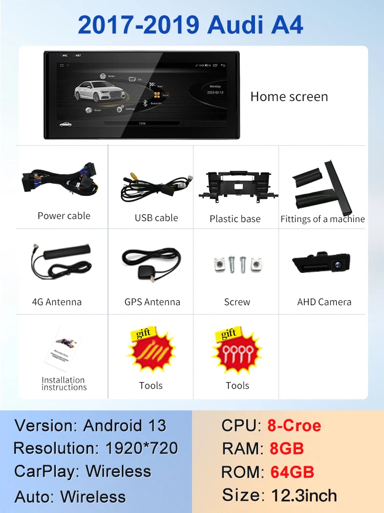 STWEI Fabriek Prijs 10.25 "Android13 AUTO Carplay Voor 2017 AUDI A4 A5 S5 B9 Auto Video Spelers GPS navigatie Centrale Multimedia
