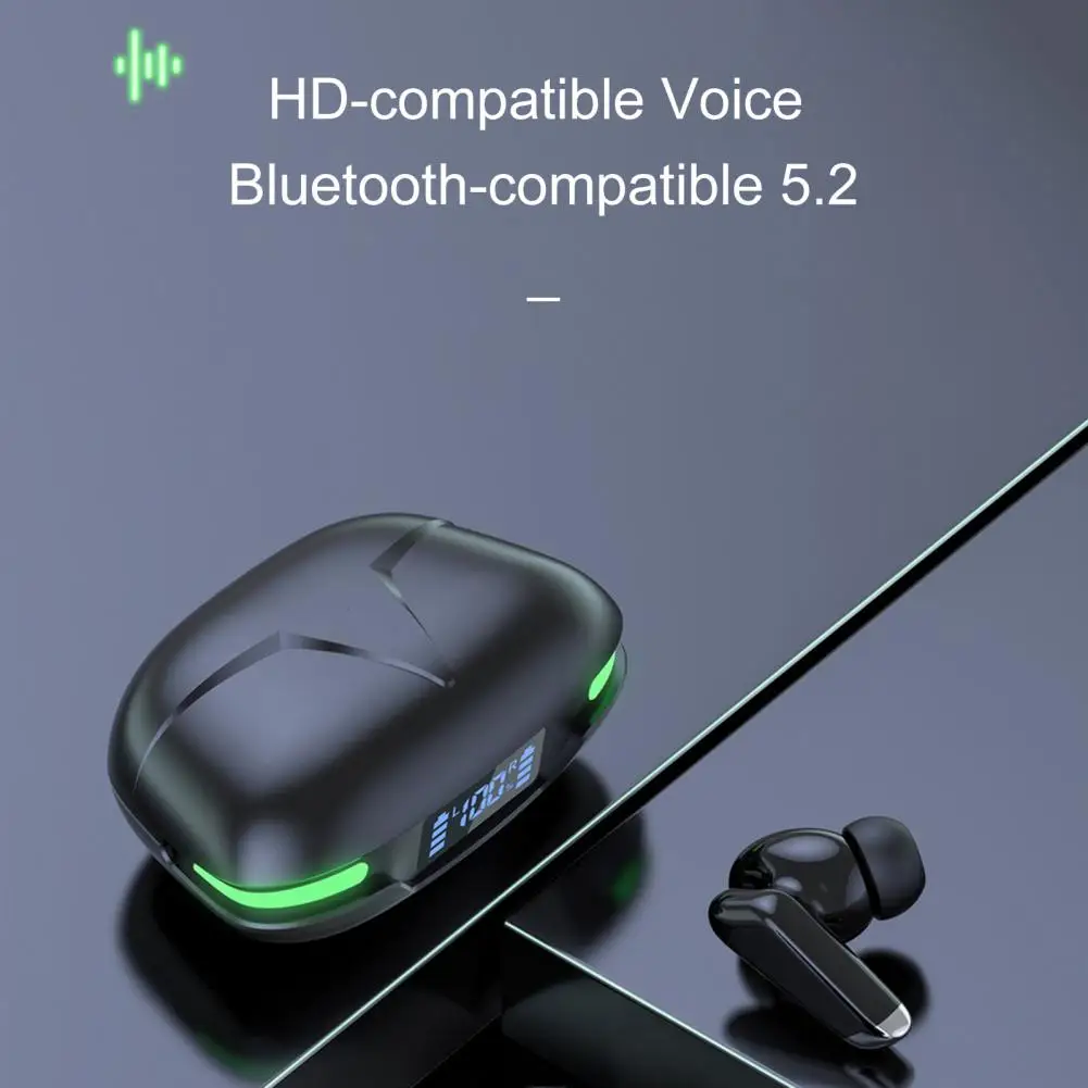 1 Pair Bluetooth-compatible Earphone LED Power Digital Display Fingerprint Touch Control Low Latency with Charging Box Stereo Su