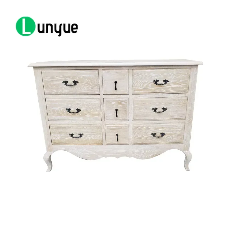 Modern White Oak Chest of Drawers 9 Storage Drawers Deluxe Wooden Dresser for Bedroom Living Room Home Furniture Organization