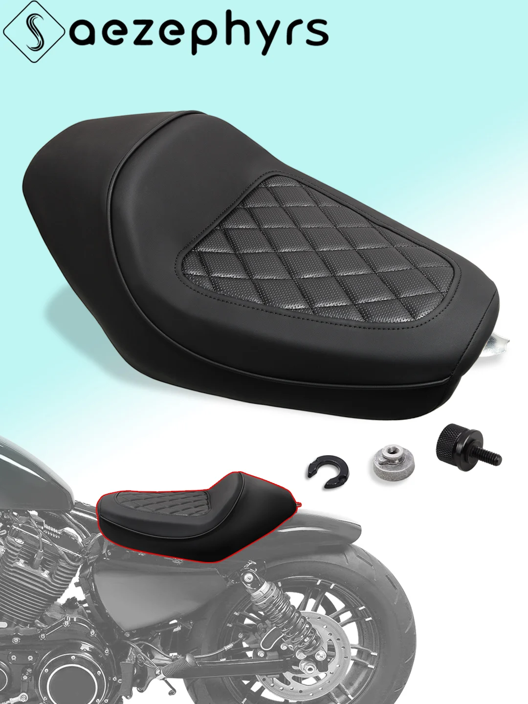 Przednie siedzenie kierowcy motocykla z poduszką, solo do Harleya Sportster Iron XL883 1200 Forty-Eight SuperLow Roadster Sevent — 2