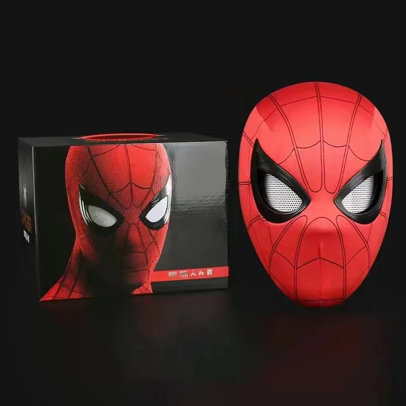 Máscaras de Spider Man Miles que pueden parpadear, tocado de Cosplay, modelo de ojos móviles, accesorios de fiesta, juguetes elásticos para adultos y niños, regalo de Navidad y Halloween