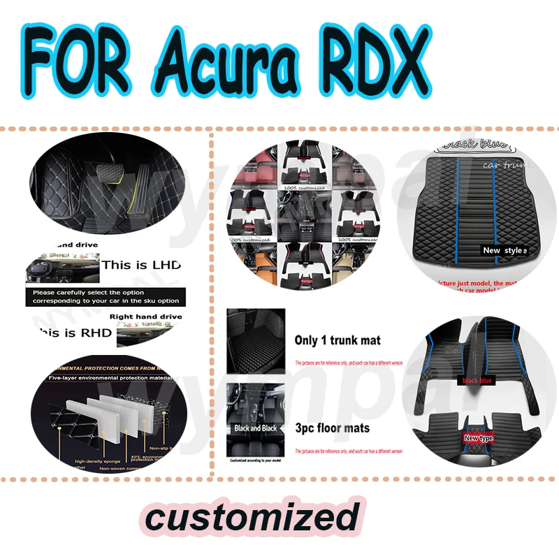 

LUXURY Car Mats For Acura RDX TC1 2 MK3 2019 2020 2021 2022 Durable Rugs Set Carpet Leather Floor Mat