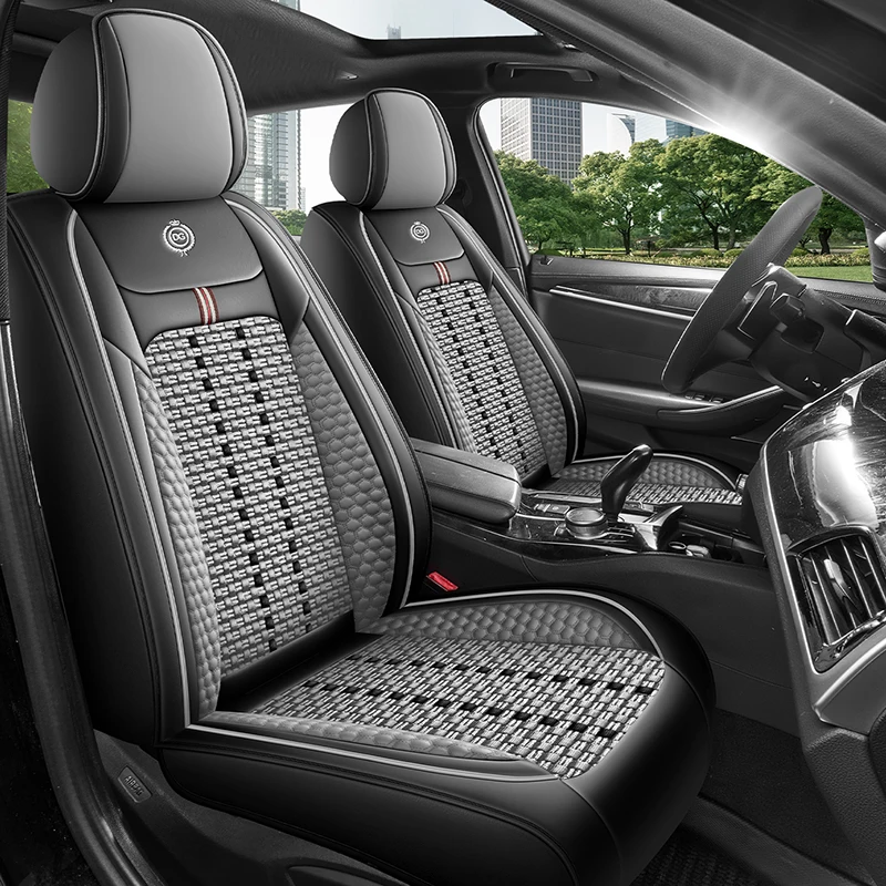 Ice silk material front two-seat car seat covers, classic color options available, suitable for most models