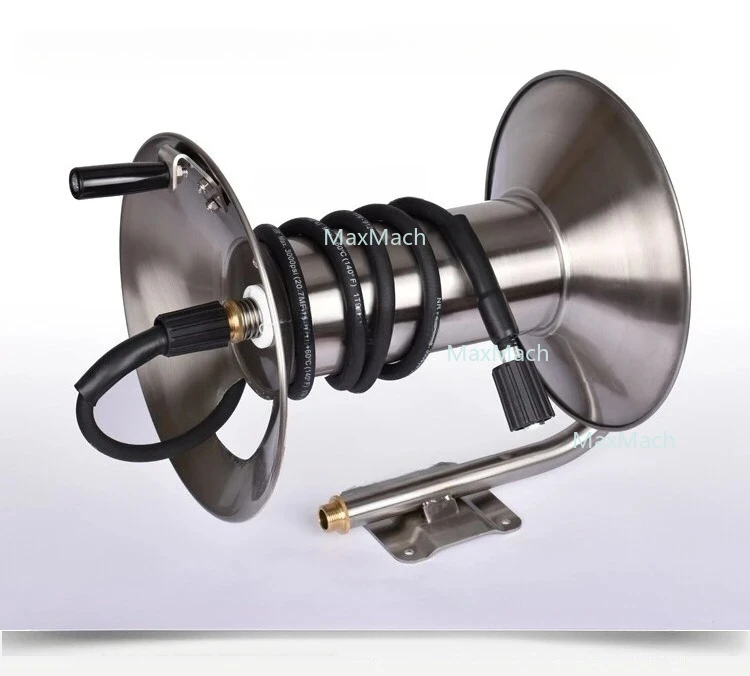 

Садовая катушка из нержавеющей стали, сверхмощная настенная металлическая катушка для водяного шланга, 130 футов, 1/2 дюйма, тележка для шланга