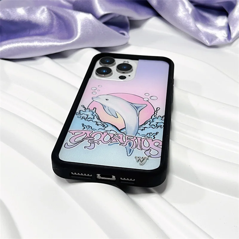 Wildflower Cute Moon Dolphin Phone Case for iPhone 17 16 15 14 13 12 Pro Max Plus WF Fashion Goat Angel Girl Cover Funda Gift