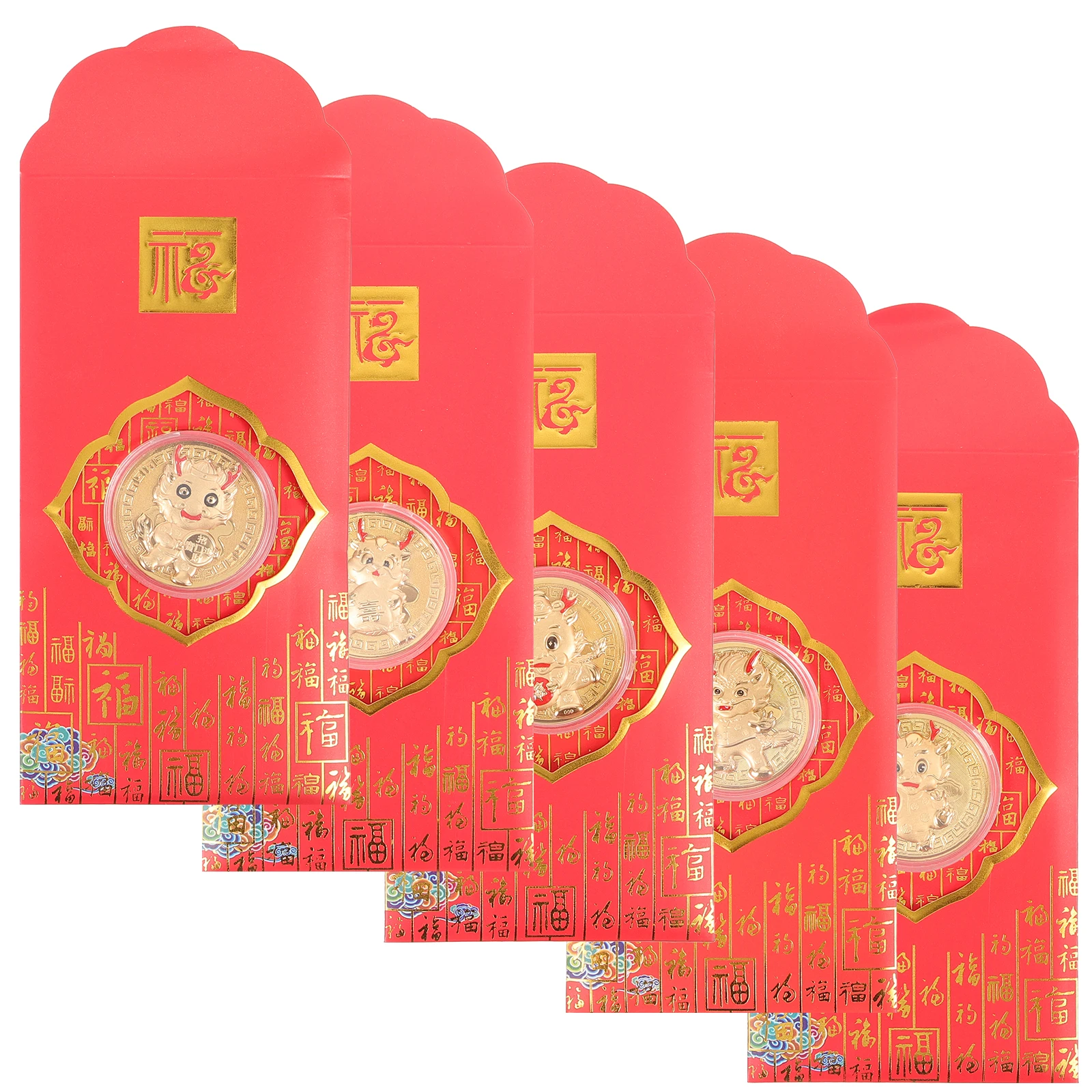 

5 Pcs Year of The Dragon Red Envelope Paper Envelopes Festival Chinese Money Spring Packet Lucky Packets New Colored