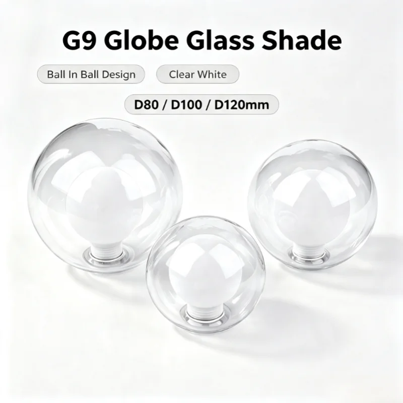 Clear White D80mm D100mm D120mm Fitter Opening Lampshade G9 Cover Ball In Ball G9 Globe Glass Shade Replacement