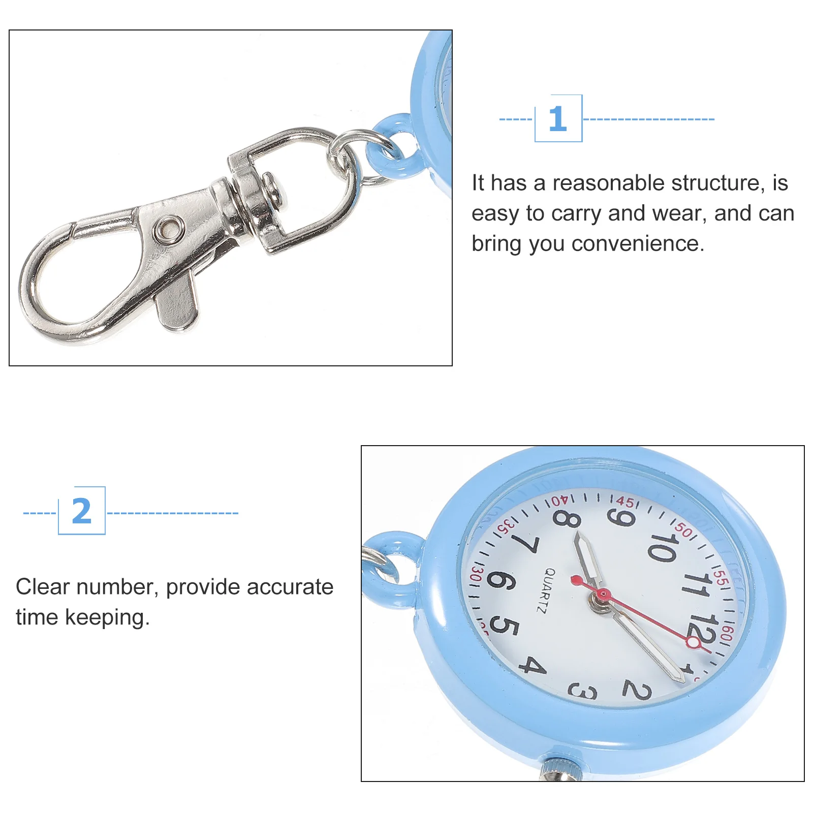 

1pc Nurse Fob Stainless Steel Glass Durable Medical Pocket Watch Simple Design Easy Install Practical Gift For Doctors Nurses