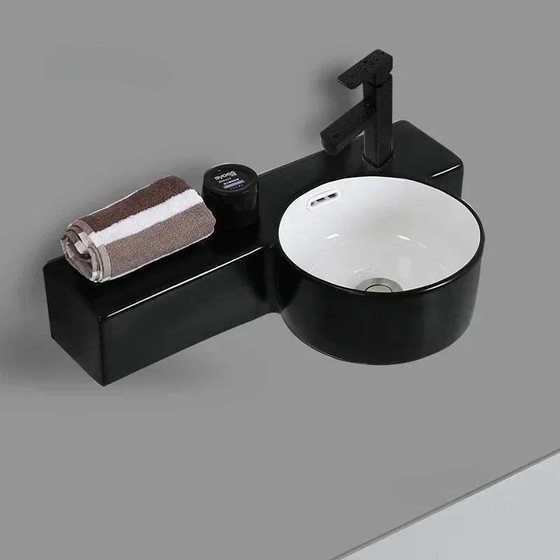 Bathroom Sink Ceramic Wash Basin Bathroom Fixture Simple Small Apartment Wall-mounted Narrow Side Home Mini Vessel Sink r