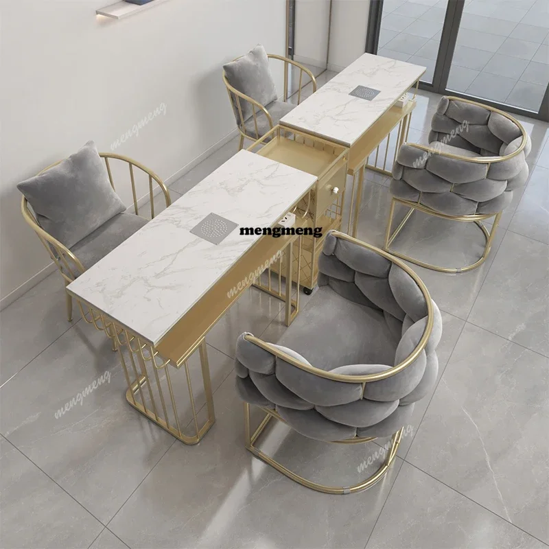 

Luxury Design Stand Nail Desk Vacuum Cleaner Organiser Aesthetic Nordic Marble Table Modern Art Tavolo Per Unghie Furniture