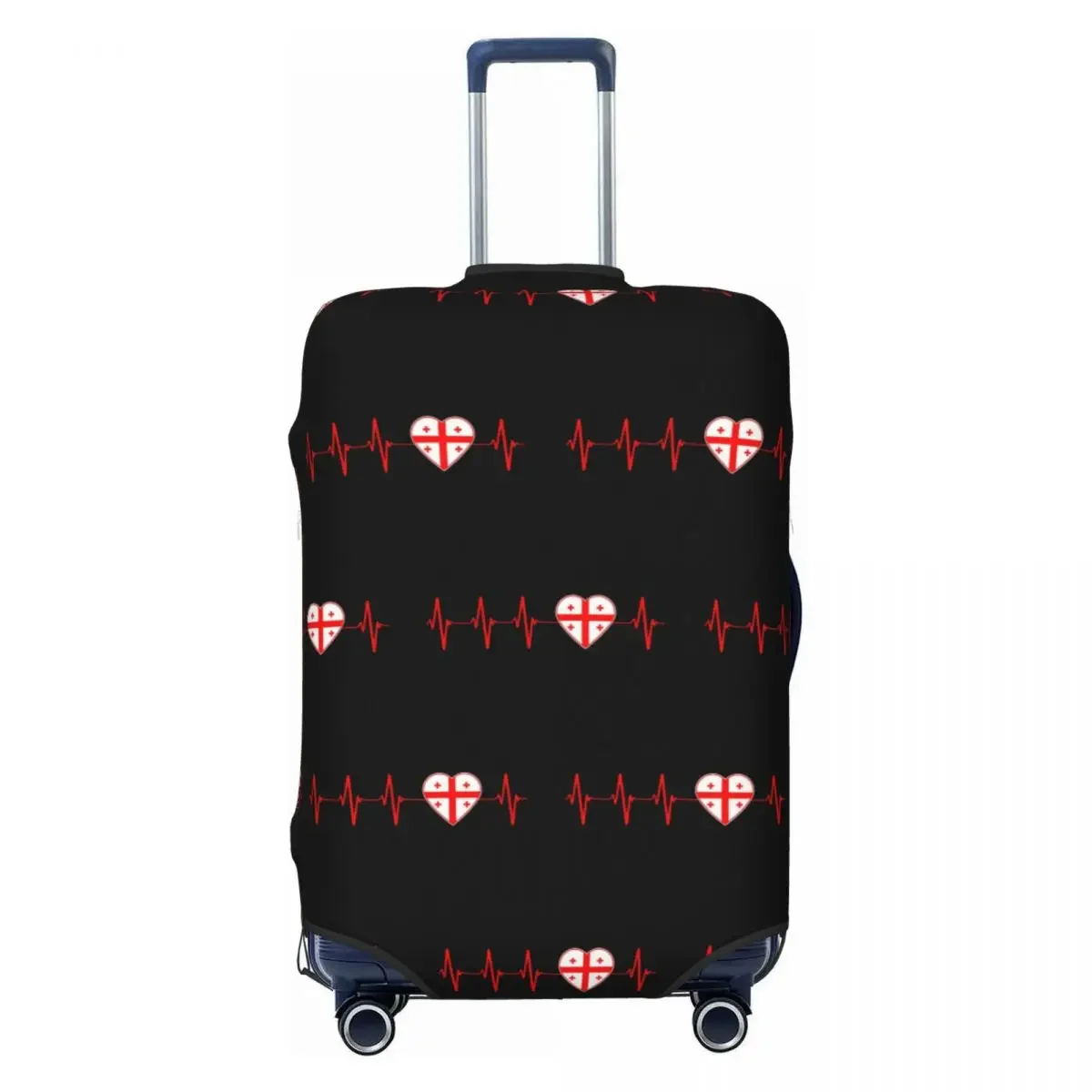 

Custom Funny Heartbeat Georgia Flag Luggage Cover Protector Elastic Georgian Heart Family Travel Suitcase Covers