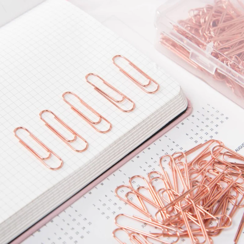50/120pcs Mini Rose Gold Silver Note Paper Clips Decorative Gold Binder Shape Decor Stationery Supplies For Office Clips