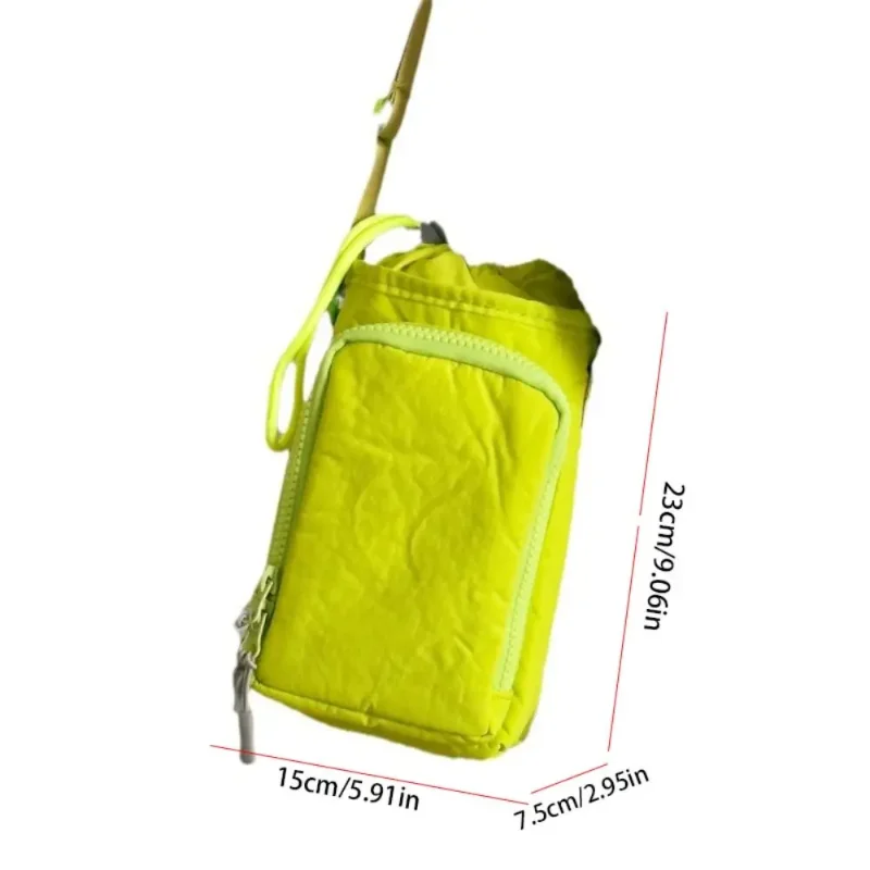 1× Korean Style Drawstring Bag Hiking Beach Travel Water Bottle Holder Water Cup Cover Nylon Shoulder Bag Purse Mobile Phone Bag - view 6