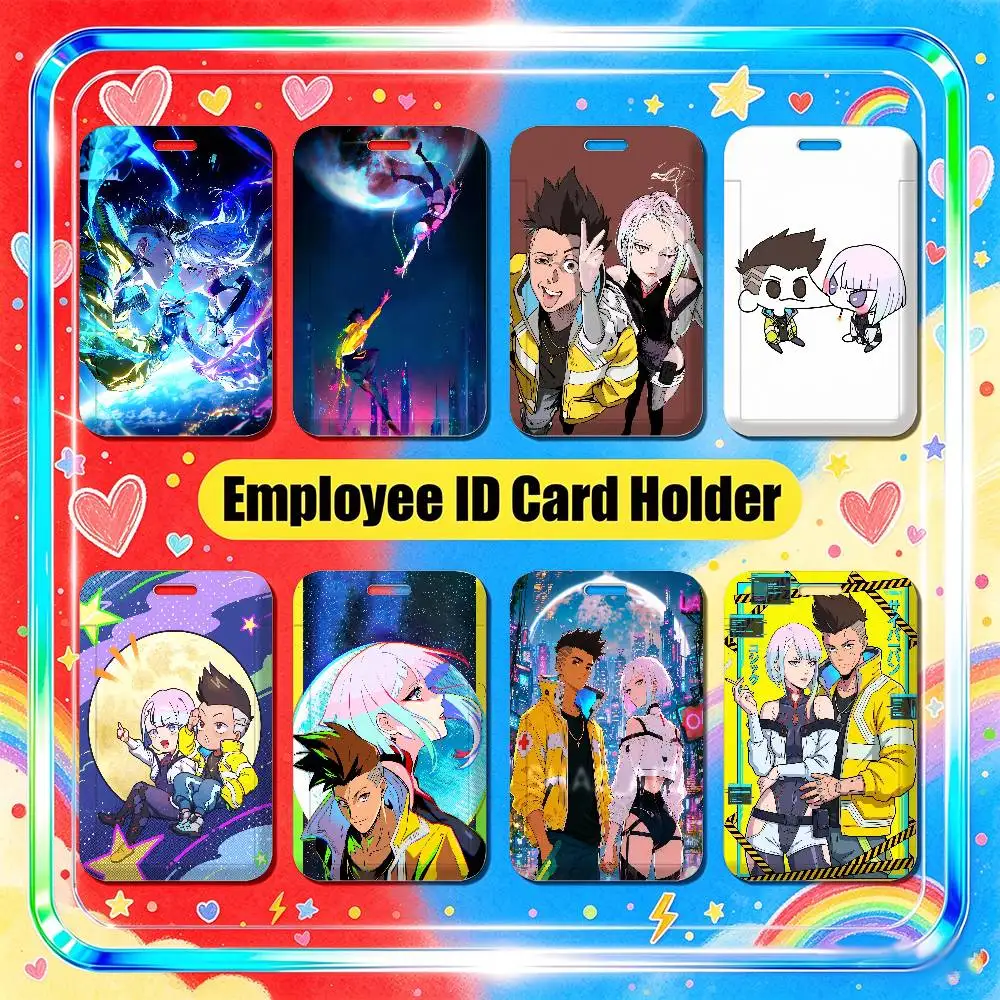 For C-Cyberpunk Lucy David Employee ID Card Holder Office Work Student Bank Credit Decoration Case Badge