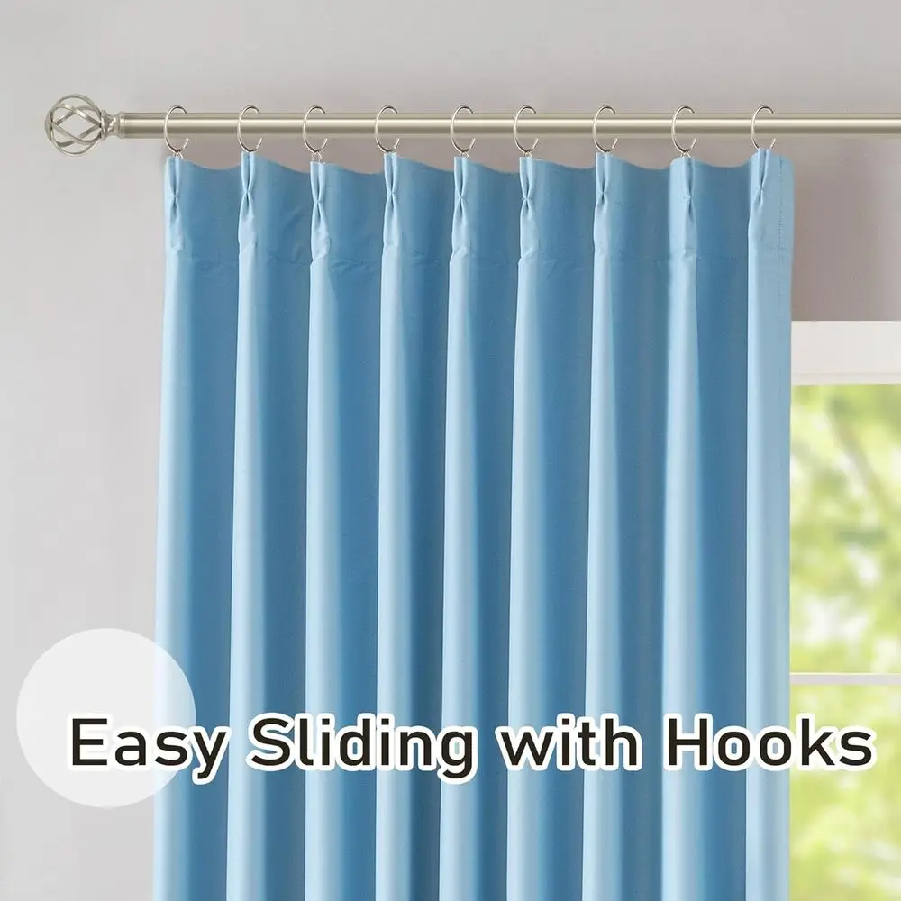120 plafond-tot-vloer verduisteringsgordijnen, lichtblauw met plooien, 40 breed x 120 lang, thermisch geïsoleerde panelen voor woonkamer