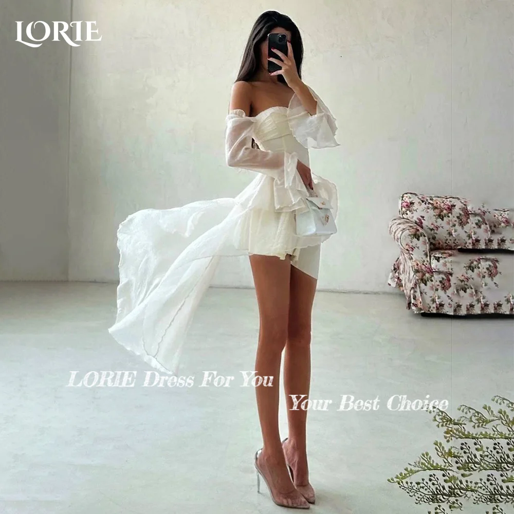 LORIE Vintage Ruffle Short Mermaid Wedding Dress Off Shoulder Sweetheart Corset Mini Bridal Gown Princess Bride Gown Customized