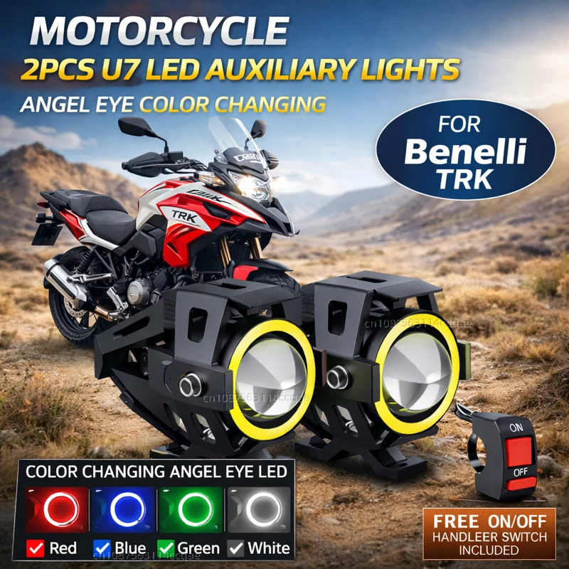 Faro LED Impermeable para Motocicleta, 3000LMW U7, Luz Antiniebla LED para Moto con Interruptor, para Benelli TRK 502X TRK 502 X