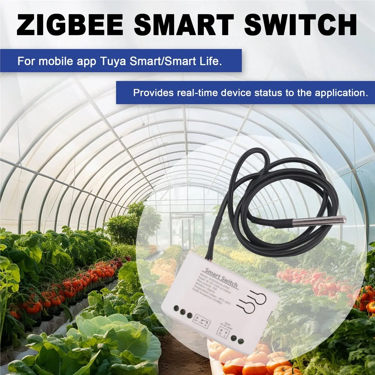 A73T Tuya Smart Zigbee Switch with Temperature Sensor Passive Dry Contact Zigbee Relay Work with Home Assistant AC 85-250V