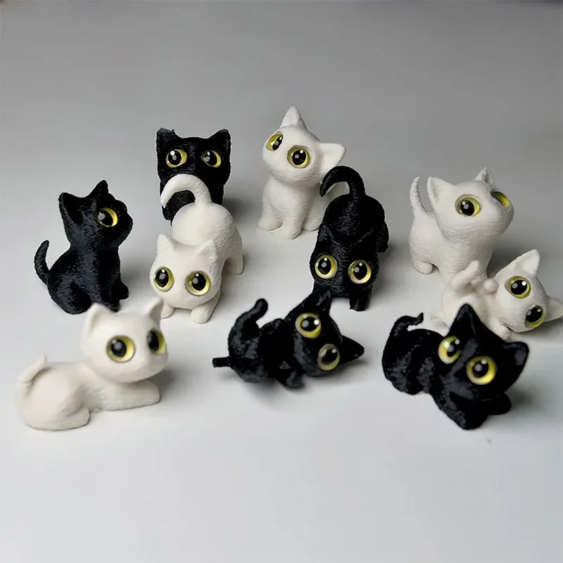 5pcs Cat Ornament Mini Figurines Miniature Resin Cute Kitten Micro Landscape Crafts Small Ornaments Halloween Decorations